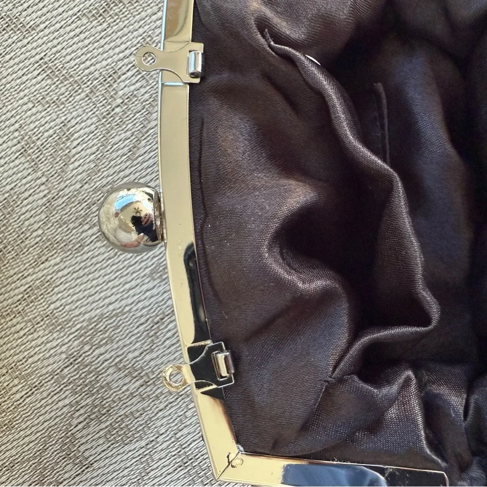 Charming‎ Charlie Chic Black Evening Chunky Clutch Rhinestone Silver Accents EUC